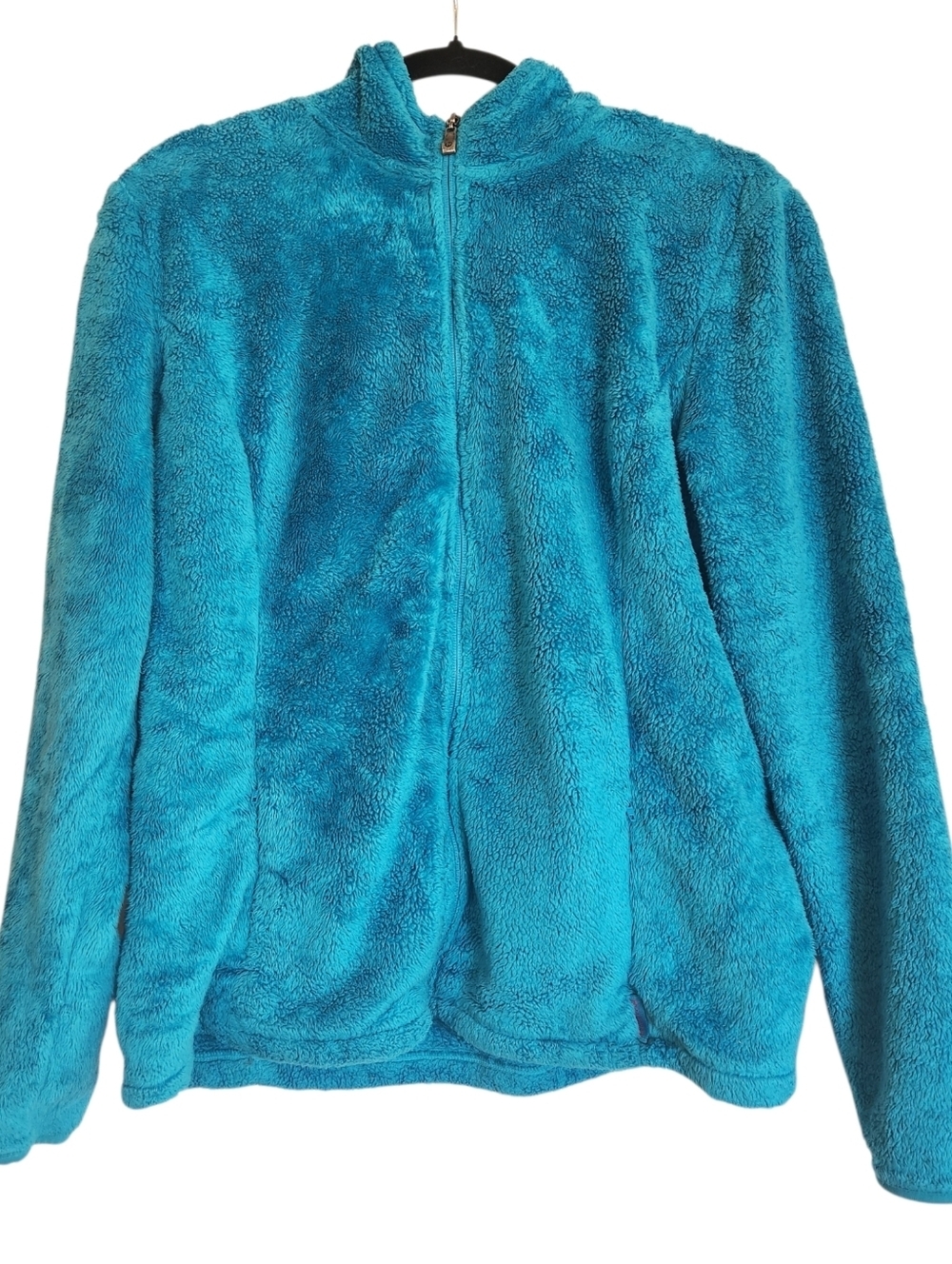 Merrell Bright Teal Plush Hoodie Jacket Full Zip Size L Front Zip Pockets Soft